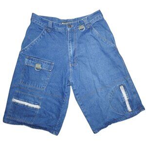 Vintage Y2K MACHINE Denim Blue Jeans Shorts Jorts Skater Cargo Size 32